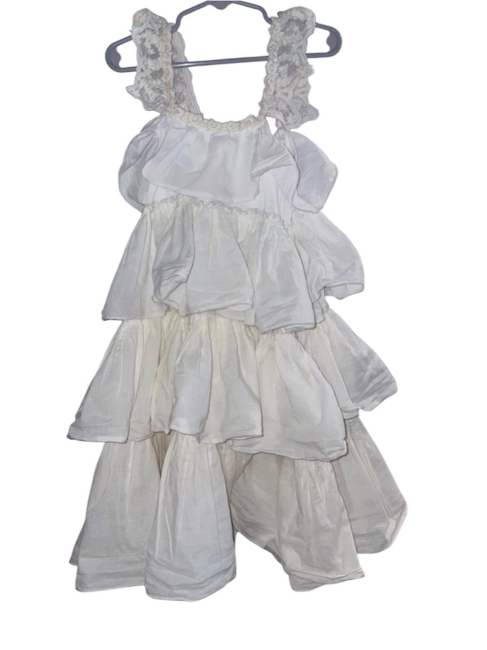 Tea Princess Ivory Lace Tiered Ruffle Dress Girls Boho Special Occasion Sz 6